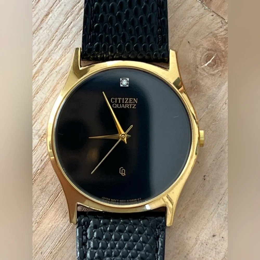 Citizen Gold Case Black Dial Men's Quartz Watch